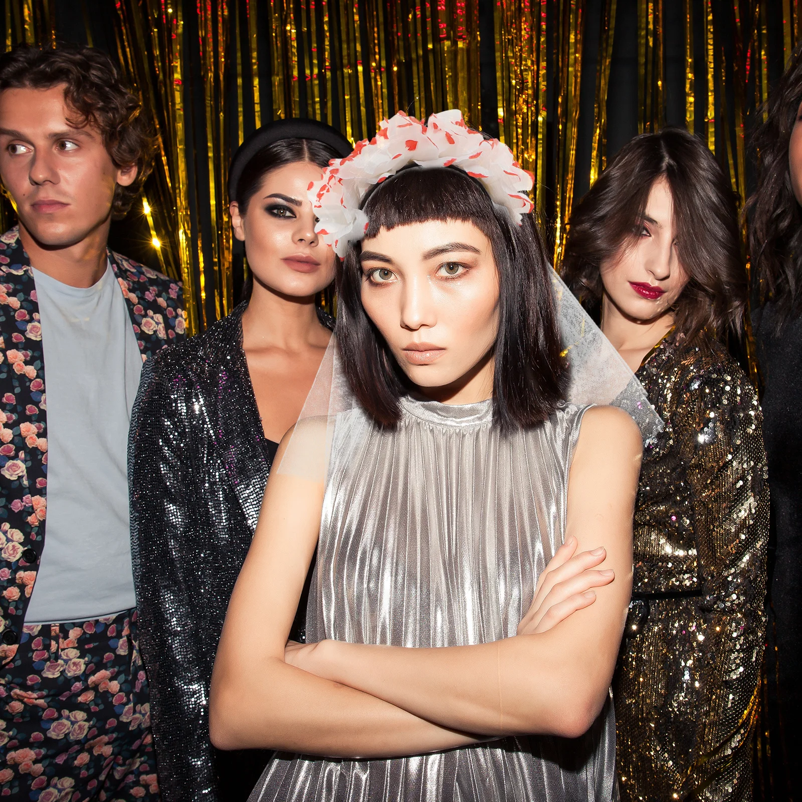 الأحمر الأبيض روز زهرة الحجاب عقال هالوين غطاء الرأس خمر الحجاب الشعر ديكور ليوم الموتى زي حفلة تأثيري #1