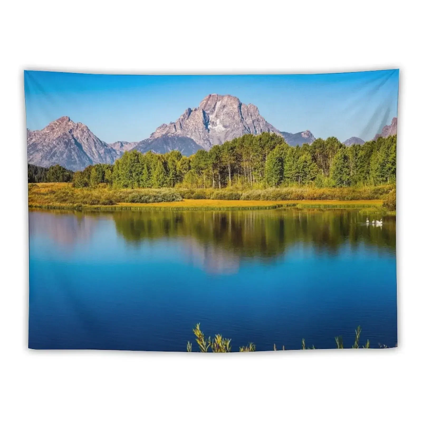 Oxbow Bend - Mt. Moran in the Grand Tetons Tapestry Decoration Aesthetic Decoration For Rooms Tapestry