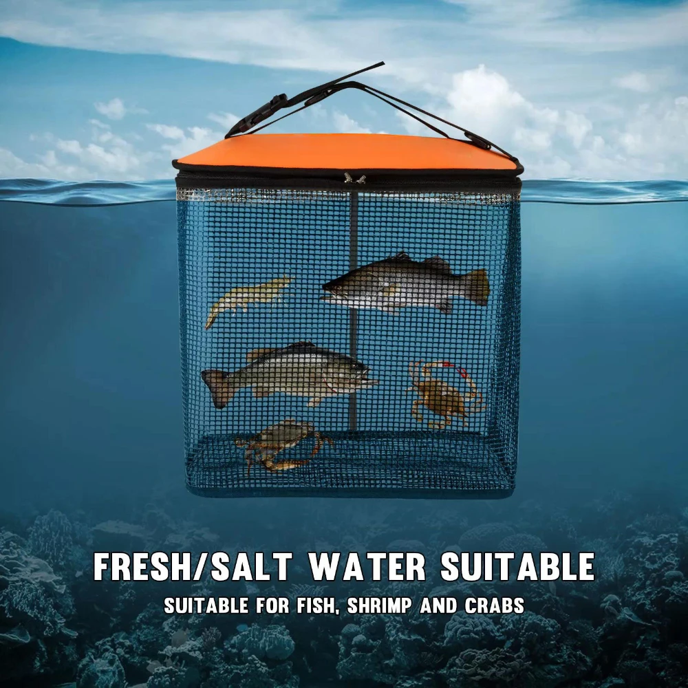 Foldable Floating Basket Live Fish Protector Bag Water Shortage Square Live Fish Keeper Handbags Living Fish Bucket Case