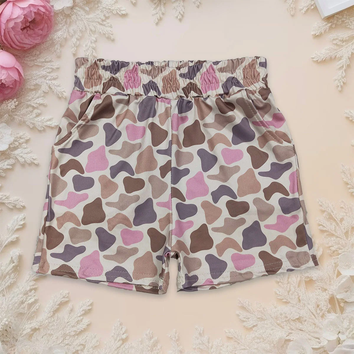 

Hot Sale Boutique Kids Baby Girl Shorts Southern Brown Pink Camo Pockets Stretchy Bottoms Summer Children Clothing Wholesale