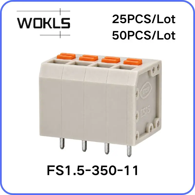 25/50pcs Splicable Screwless Spring 2091-1174 KF239 PCB Terminal Block 3.5mm Pitch Quick Connect Spring Wire Connector