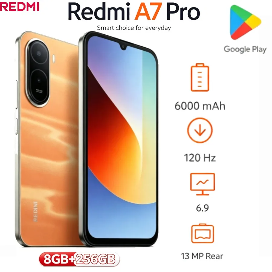 2026 New Stock Global Unlocked Redmi A7 Pro 4G 8+256GB 7GB Extended RAM 5000mAh Big Screen Budget Android Smartphone