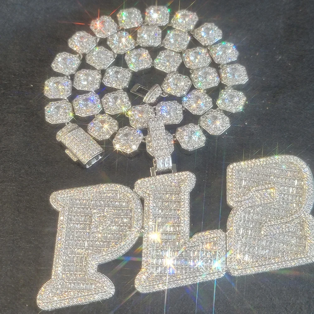 Iced Out Chain Custom Letter Necklace Personalized Number Name Pendant Hip Hop Jewelry Big Diamond Chains Fashion Rapper Gifts