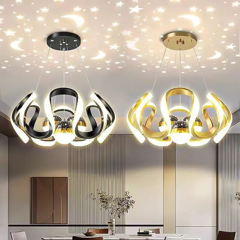 Advanced Chandelier for Bedroom Nordic Simple Modern Gypsy Starry Sky Projection Lamp for Living Room Dining Room Modern Lamp
