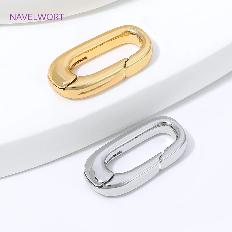 1/2/4Pcs 18K Gold Plated Oval Spring Clasp For Jewelry,Carabiner Necklace Clasps Closures Connector,DIY Bracelet Making Finding view 4