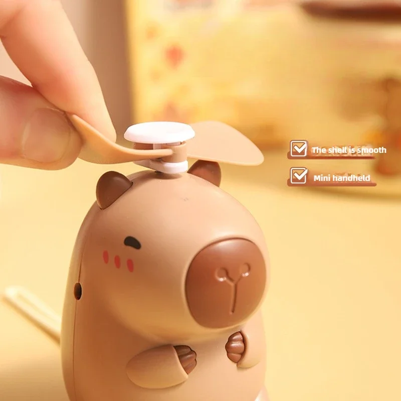 1-10PCS Capybara Mini Neck Fan USB Rechargeable Handheld Portable Fan Cute Cooler Gift for Kids Travel Summer Essentials