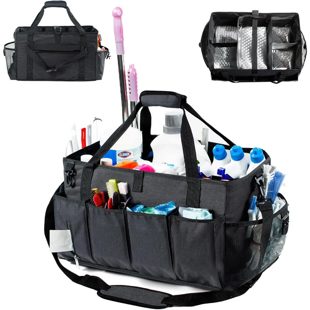 

Extra Large Professional Cleaning Caddy with Adjustable Compartments, Wearable Bag for Housekeepers and Car Wash
