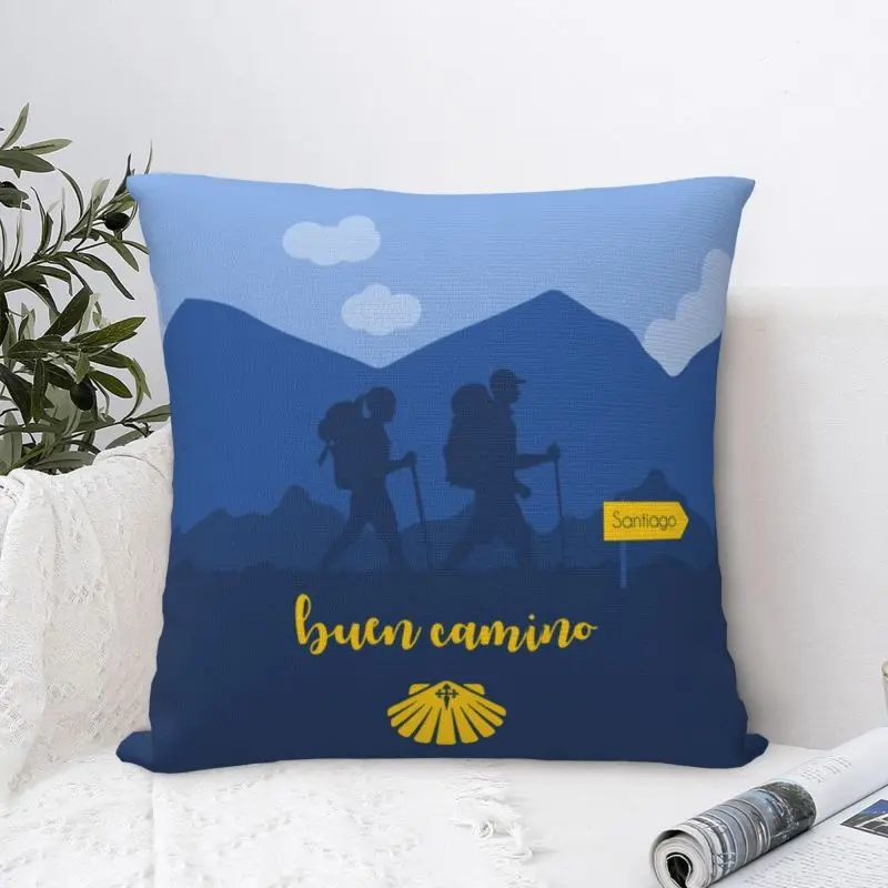 Custom Modern Buen Camino Santiago De Compostela Cushion Cover Soft Throw Pillow Case