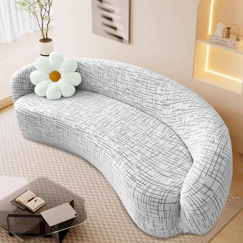 

Arc Stretch Semi-Circular Curved Sofa Cover Shaped Couch Protector for Dogs Jacquard Boho Sectional Sofa Slipcover