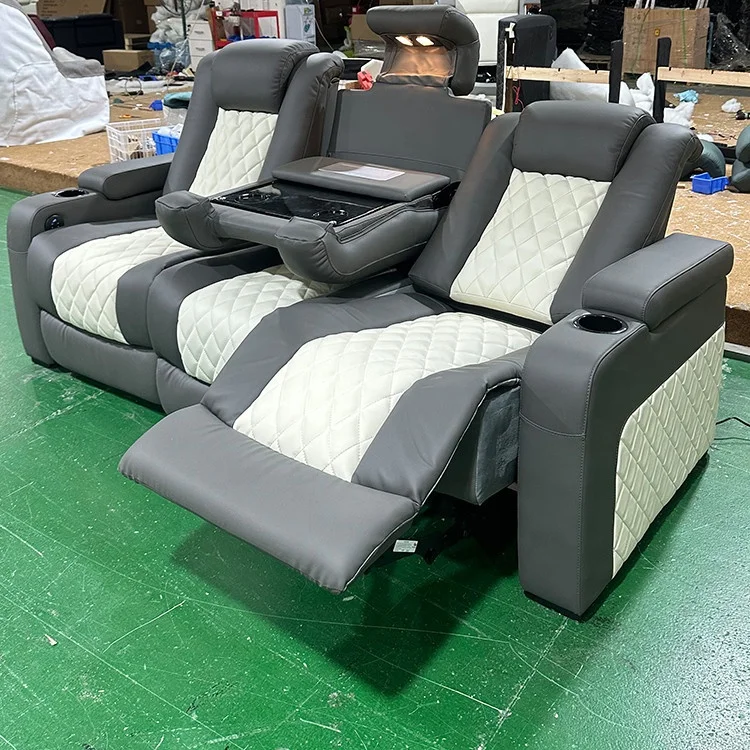 Furniture multi-functional luxury cinema sofa real leather massage electric recliner lounge customized theater chairs