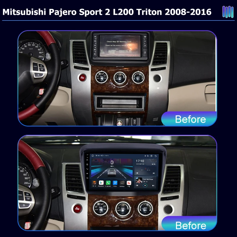 car radio roadivox AI VOICE Android for Mitsubishi Pajero Sport 2 L200 Triton 2008 2016 GPS Navigation Multimedia Player tape