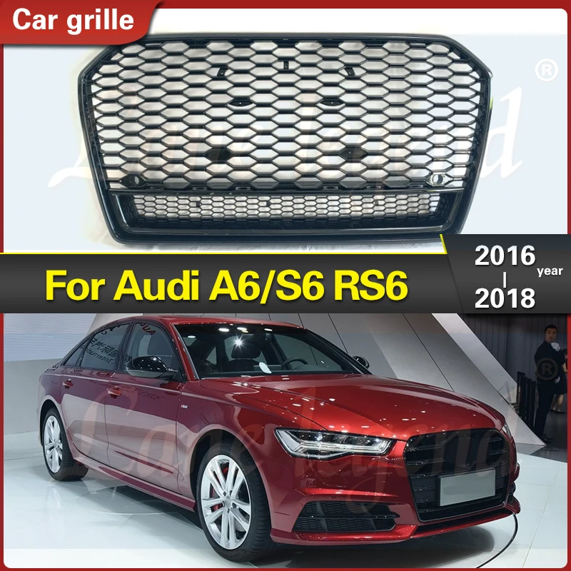 

Car Grille Fit for Audi A6/S6 2016-2018 ABS Grille Auto Exterior Accessories Car Bumper Grille Parts Modification for RS6 Style