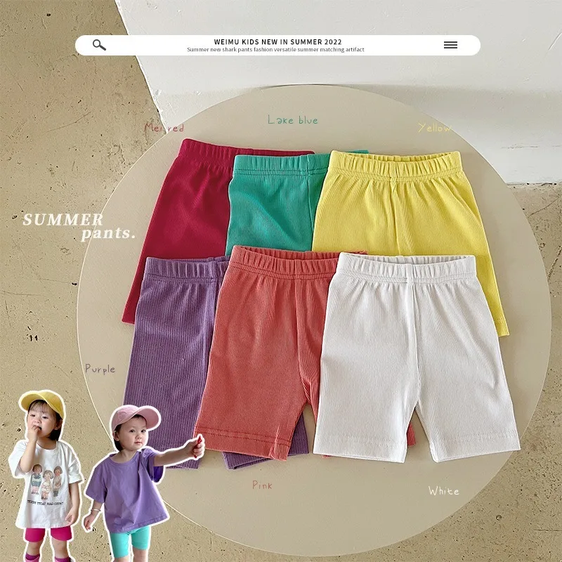 

Kids Clothes Pants Simple Five-point Pants Summer Cute Candy-colored Leggings New Korean Style Children's Clothing Wholesale