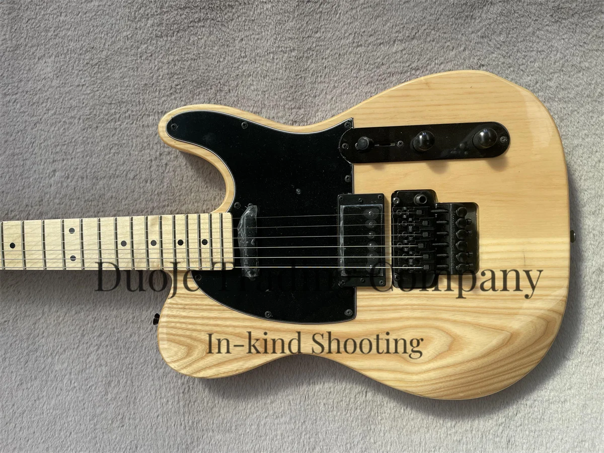 Natural color electric Guitar Tel ASH Wood body tremolo Bridge Maple fingerboard closed pickup Blackboard black tuner factory cu