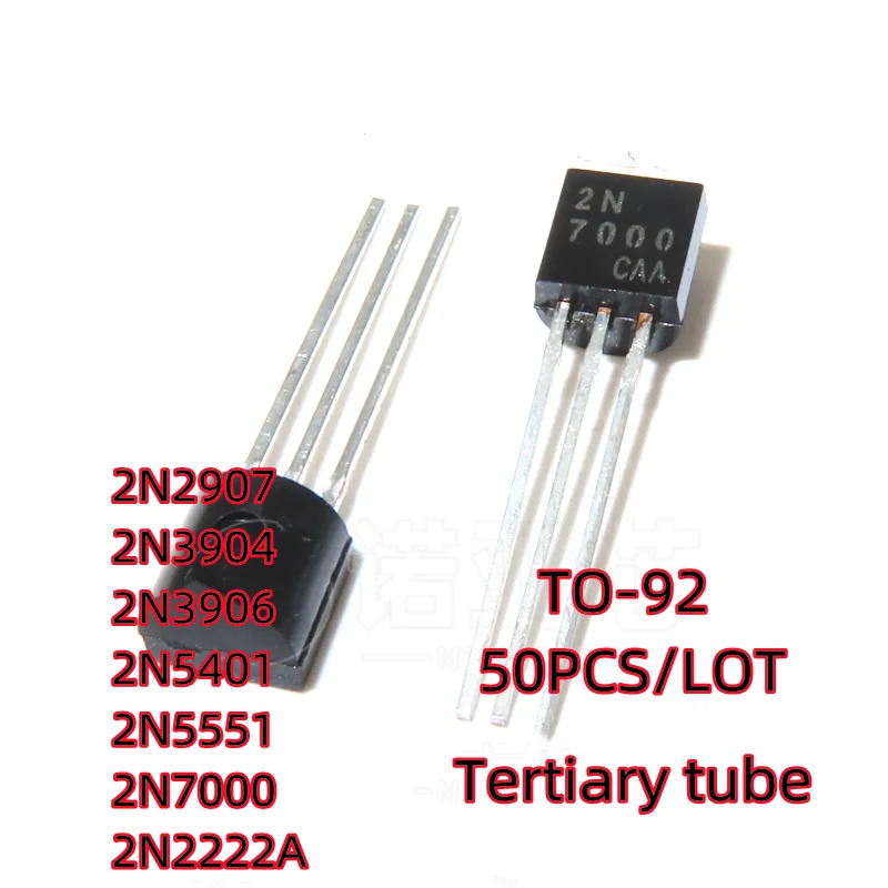 50PCS/LOT 2N2222A 2N2222A 2N2907 2N3904 2N3906 2N5401 2N5551 2N7000 TO-92 DIP Tertiary tube  New In Stock Original Quality 100%