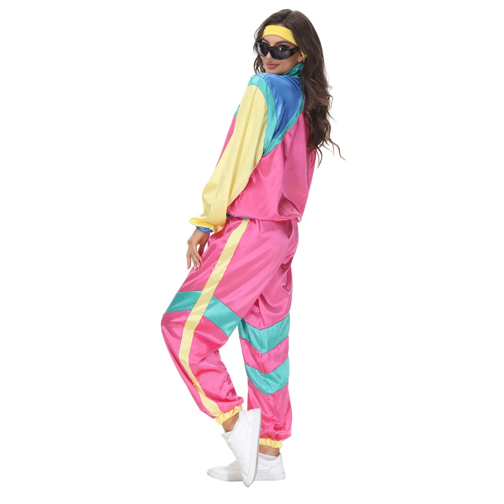 Retro Disco 80s 90s Sportswear Costumes Halloween Women Fashion Hippie Costume Party Adult Dress Up Hip Hop Jacket Coat Pants - Image 4