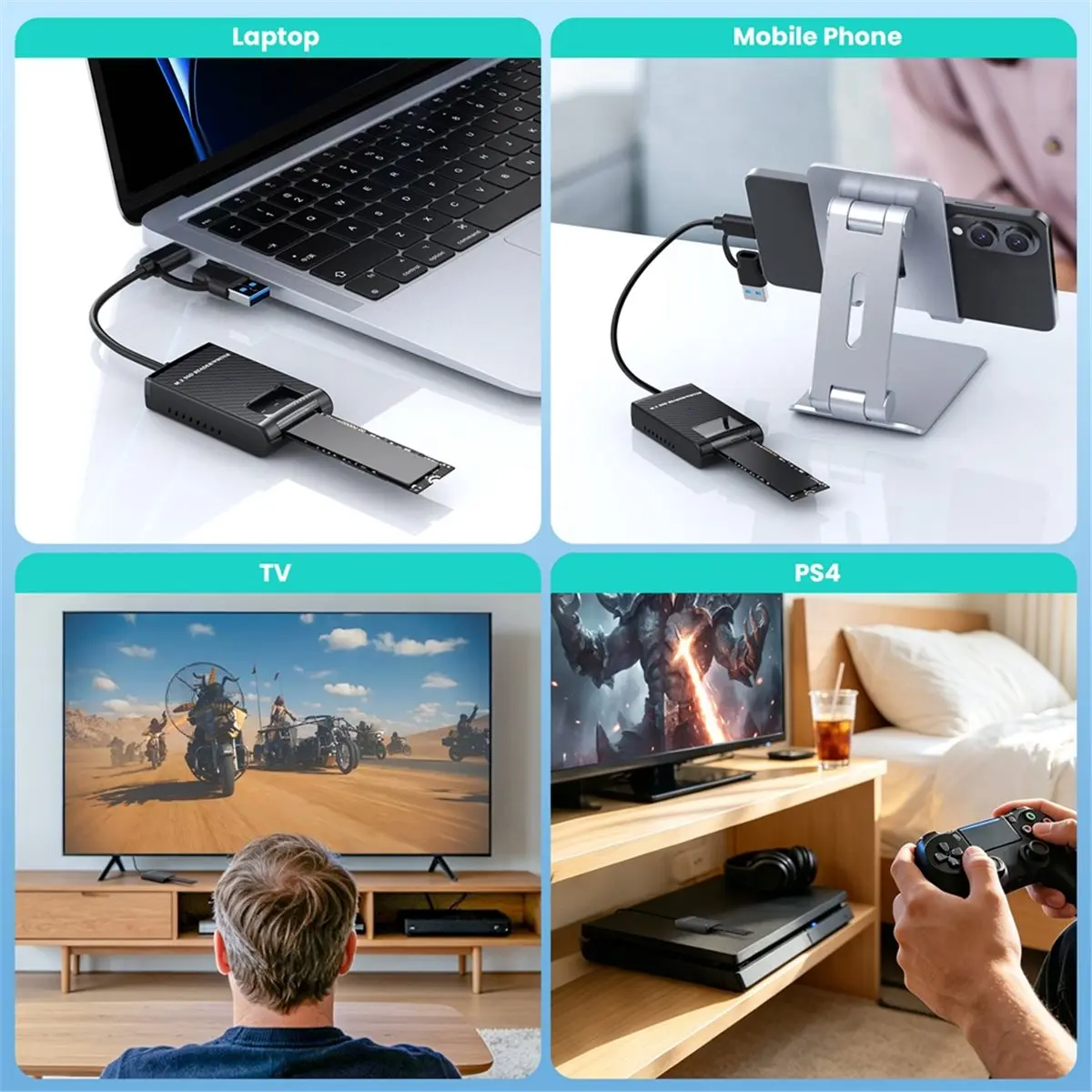 M2 Easy Drive Cable M.2 SSD Adapter Easy-Drive Cable NVME/SATA Dual-Protocol M.2 ToType-C+USB3.0 10Gbps SSD Adapter
