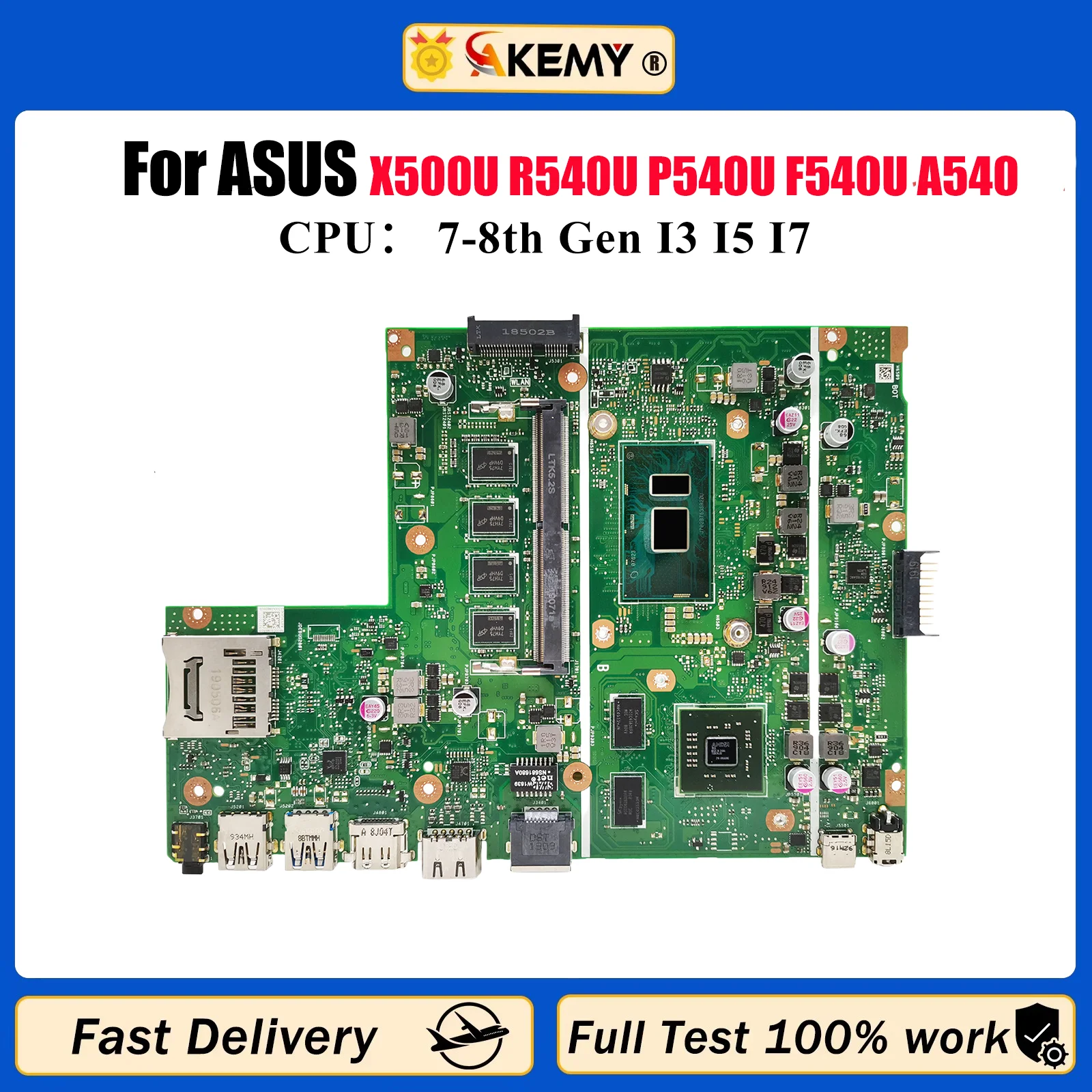 

X540UP Материнская плата для ноутбука ASUS X540U X500U R540U P540U F540U A540U K540U X540UP X540UPR Материнская плата с процессором I3 I5 I7 тест ОК