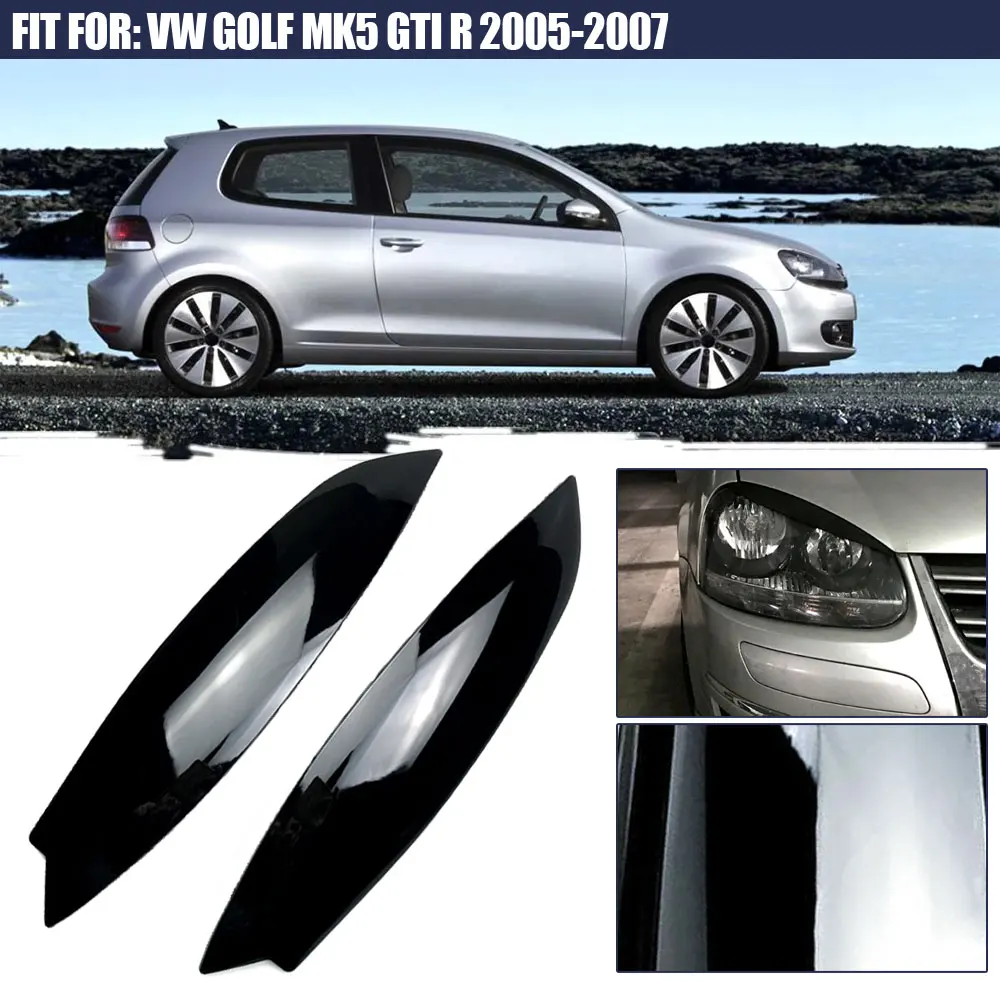 

1 Pair Car Headlights Eyebrow Eyelids Chrome Trim Car Exterior Stickers Accessories Cover for VW GOLF MK5 GTI R 2005-2007