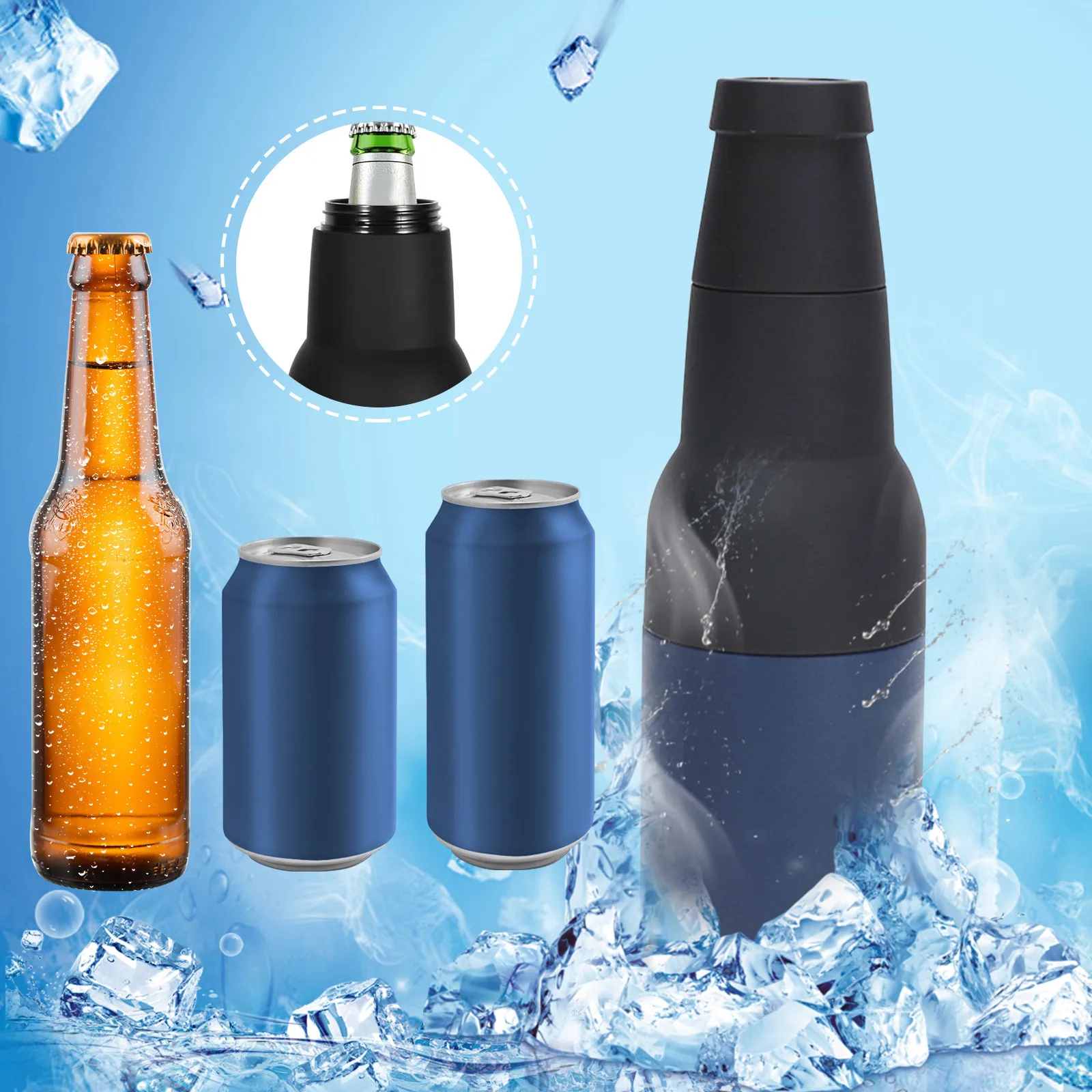 Can And Beer Bottle Insulator Stainless Steel Double Wall  Insulated Can Cooler Beer Bottle Holder For Kitchen Bar