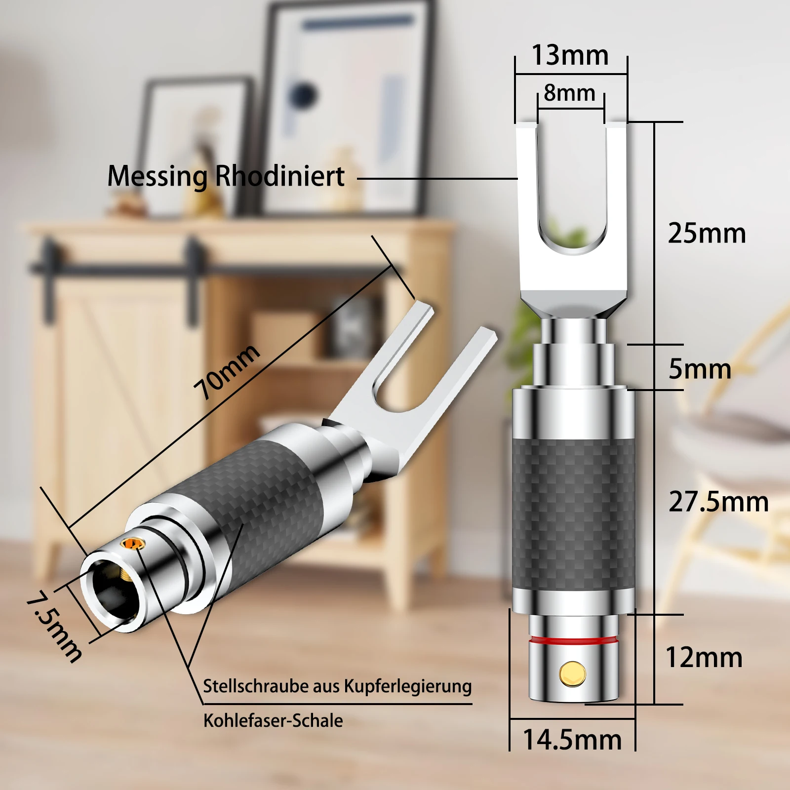 audiocrast 2pcs/4pcs  Carbon Fiber Rhodium-Plated Y Spade Binding Posts,  HiFi Speaker Terminals for Amp Cable Upgrade