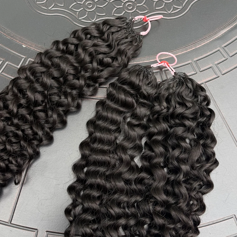 جيري مجعد ريشة الكروشيه شعر الإنسان ضيق مجعد الشعر حزم غير مرئية قبل فصل Knotless الكروشيه وصلات شعر بشري