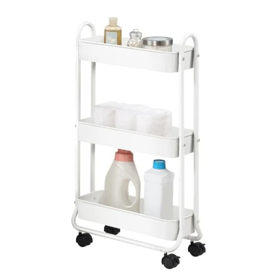 

Slim Rolling Storage Cart, 3 Tier Bathroom Storage Organizer Bathroom, Laundry Utility Cart
