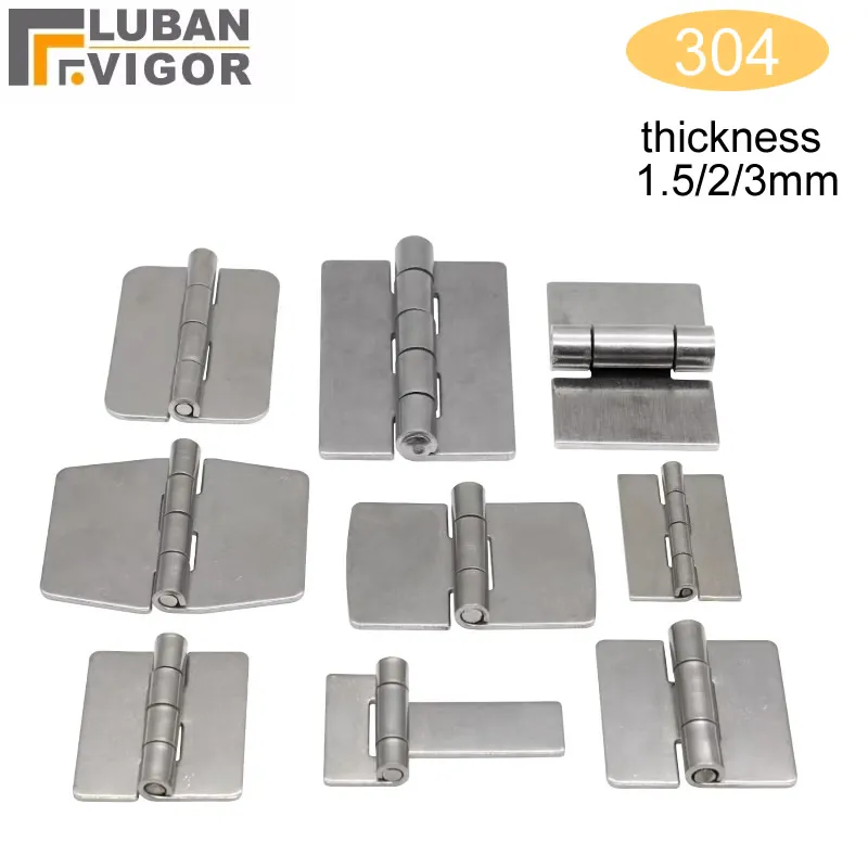 304 Stainless Steel Hinges Without Holes Door Connector Weldable Corrosion Resistant Anti-Rust for Chest of Drawers