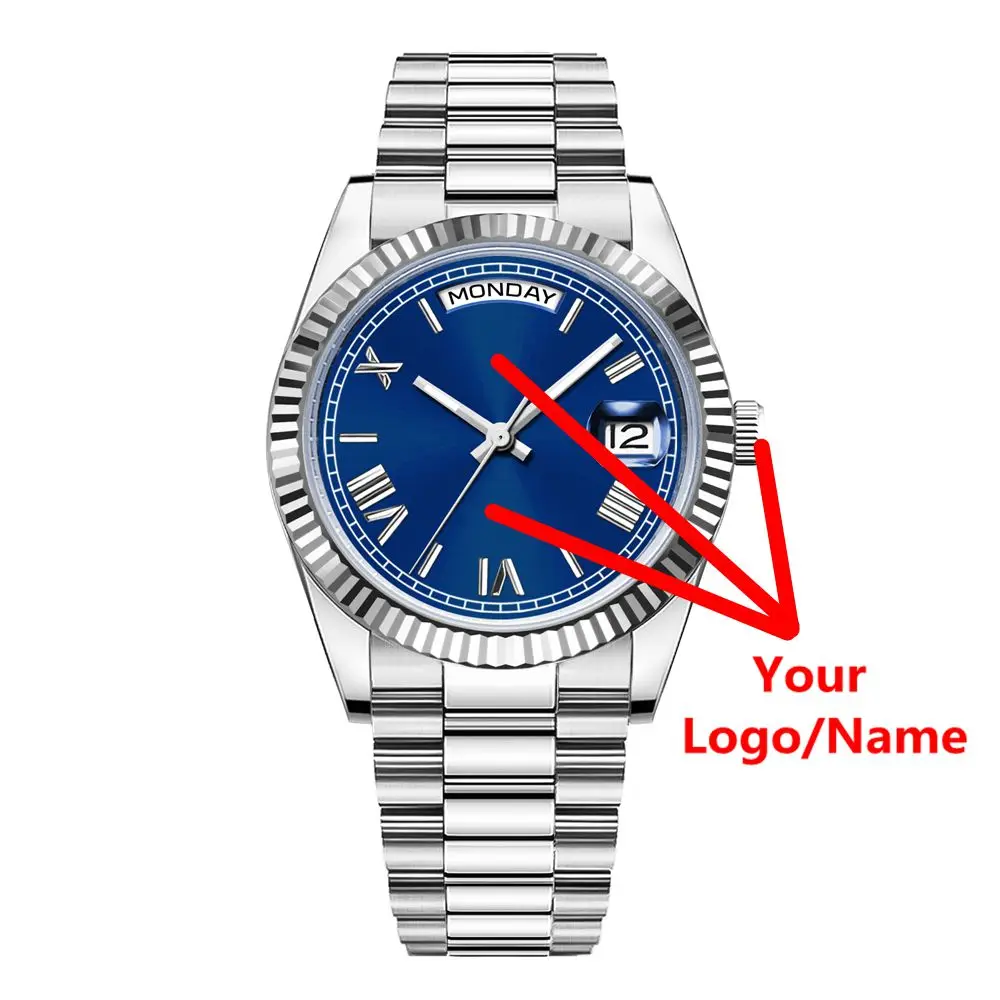 Logotipo personalizado 36mm/39mm zafiro Diver nh36/ST1644 reloj mecánico automático calendario de lujo hombres Romal dial reloj vestido Relojes