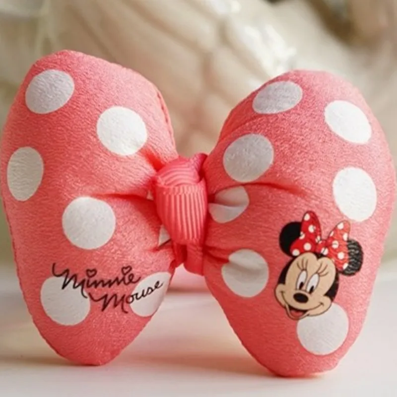 Disney Anime Minnie Mouse Bow Edge Clip Kawaii Minnie Mickey Hair Roop Cute Cartoon Children Hair Accessories Kids Gifts