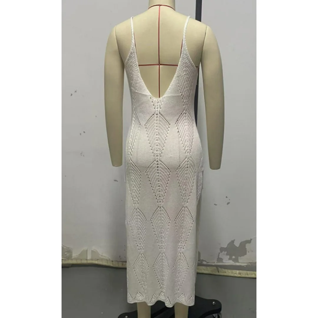 S - XL Rückenfreie, ausgehöhlte, gehäkelte, gestrickte Tunika, Strand-Überwurf, Strandkleid, Strandmode, Damen V6347 – Detail 13