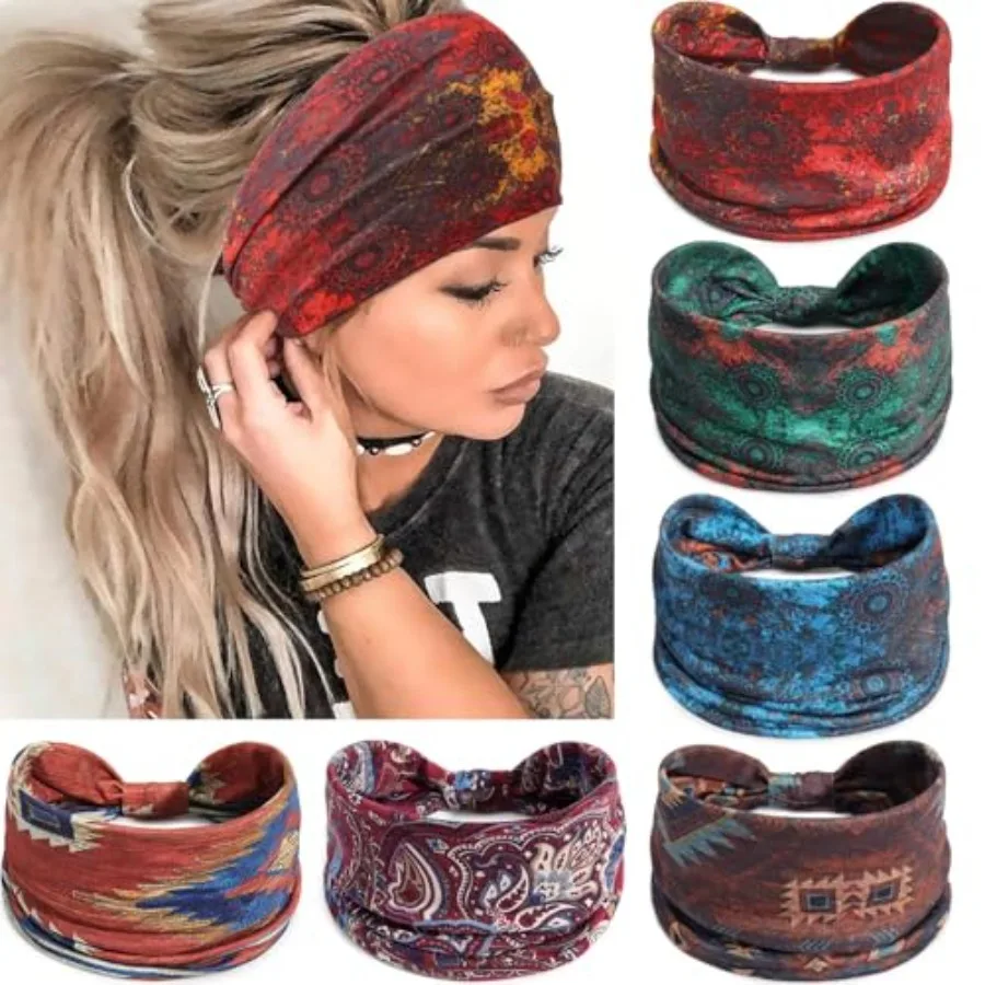 

Wide Headbands for Women Knotted No Slip Head Bands Soft Turban Headband Hair Accessories Boho African Solid Color Head Wraps f