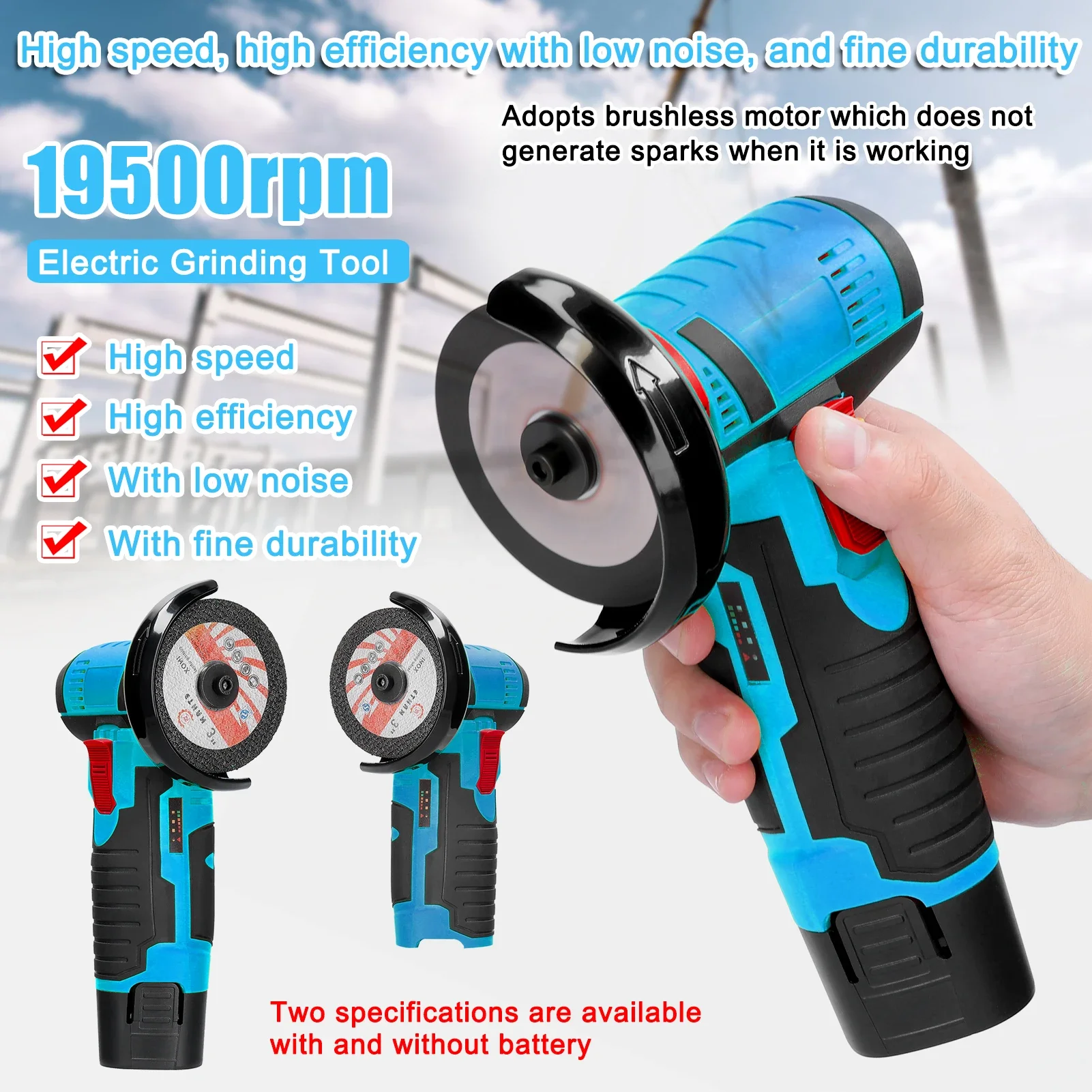 19500rpm Electric Grinding Tool Multifunctional Mini Grinder Handheld Cutter for Cutting Polishing Ceramic Tile Wood Stone Steel