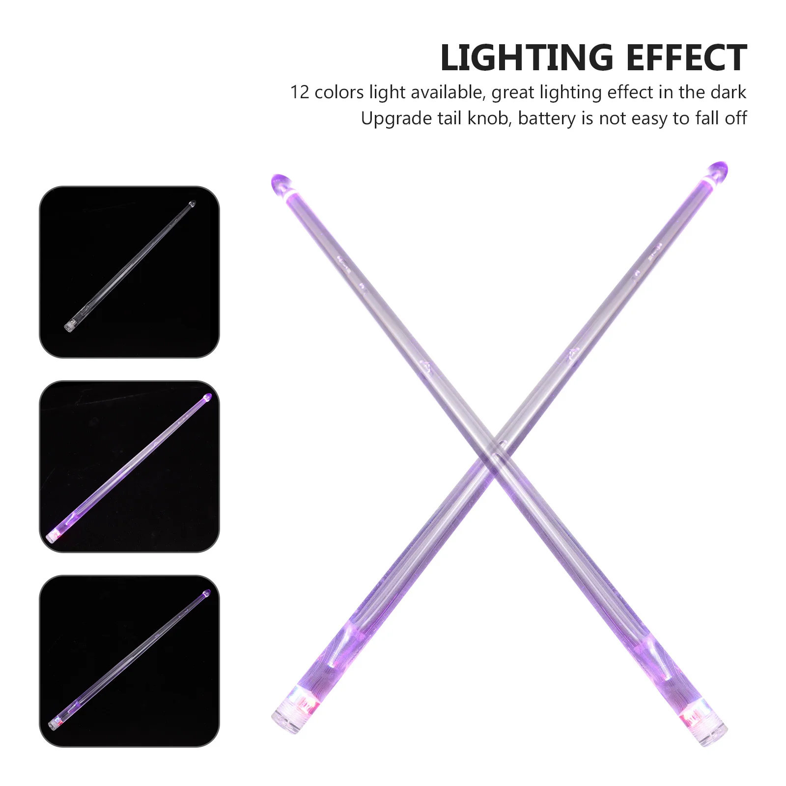 

1Pairs Polymer Drumsticks Colorful LED Strong Unbreakable Drum Sticks for Drumming and Performance Colorful LED Drum Stick