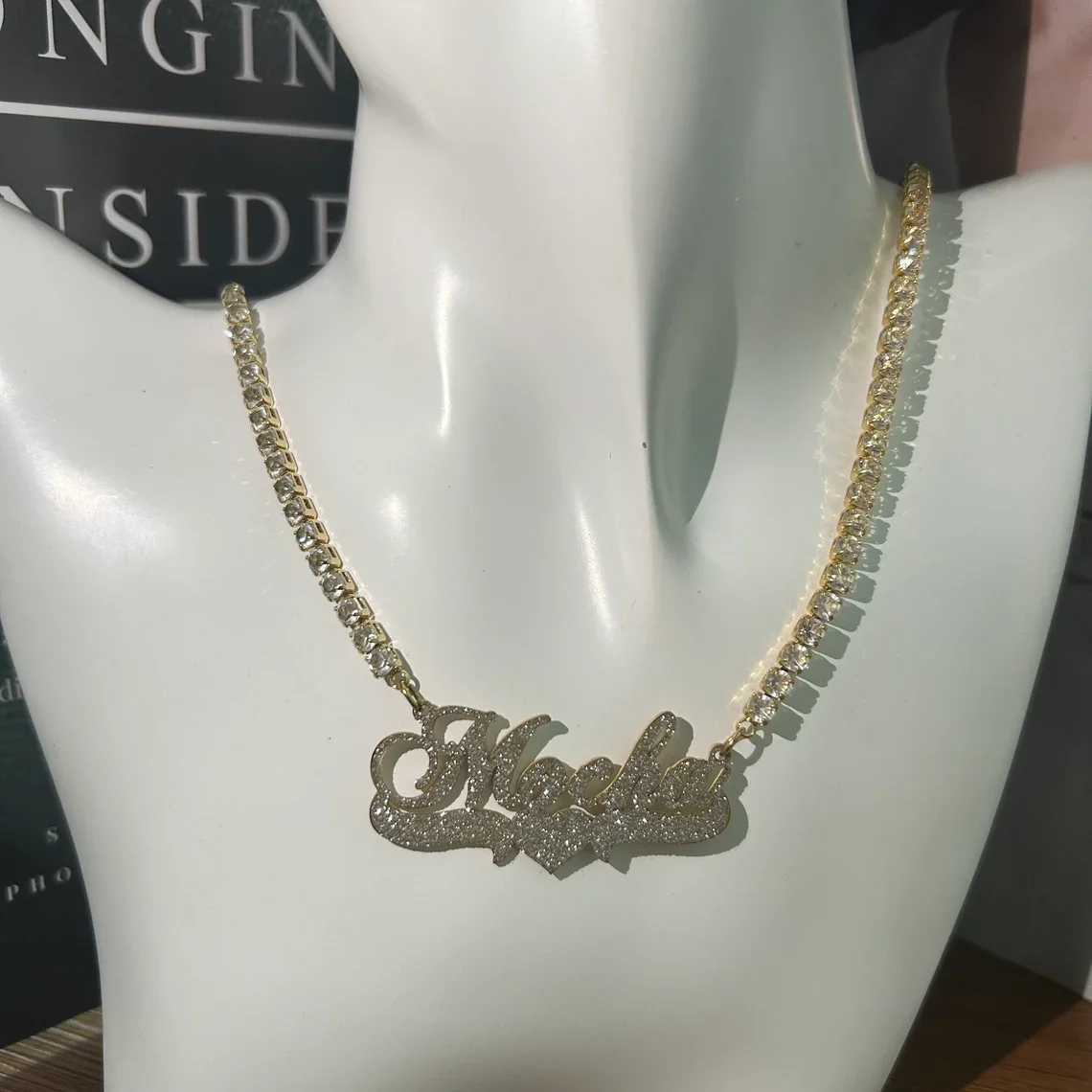 

Ожерелье-цепочка с цирконием по индивидуальному заказу для женщин и мужчин, пары, каменная цепочка из нержавеющей стали, матовое ожерелье, рождественские украшения, подарок