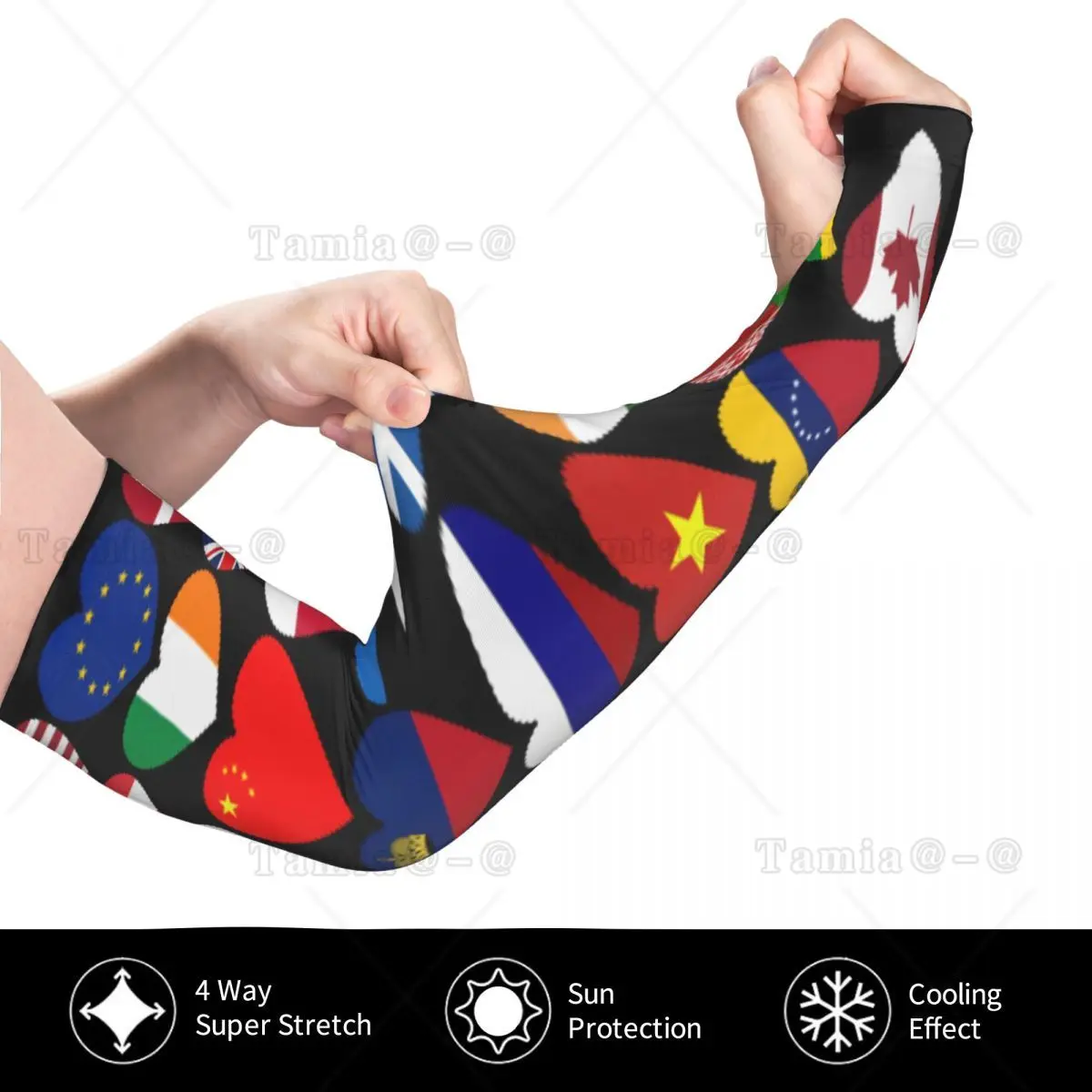 Custom Flags Of The Country Of The World UV Protection Cooling แขนแขนผู้ชายผู้หญิงกีฬา Tattoo Cover Up