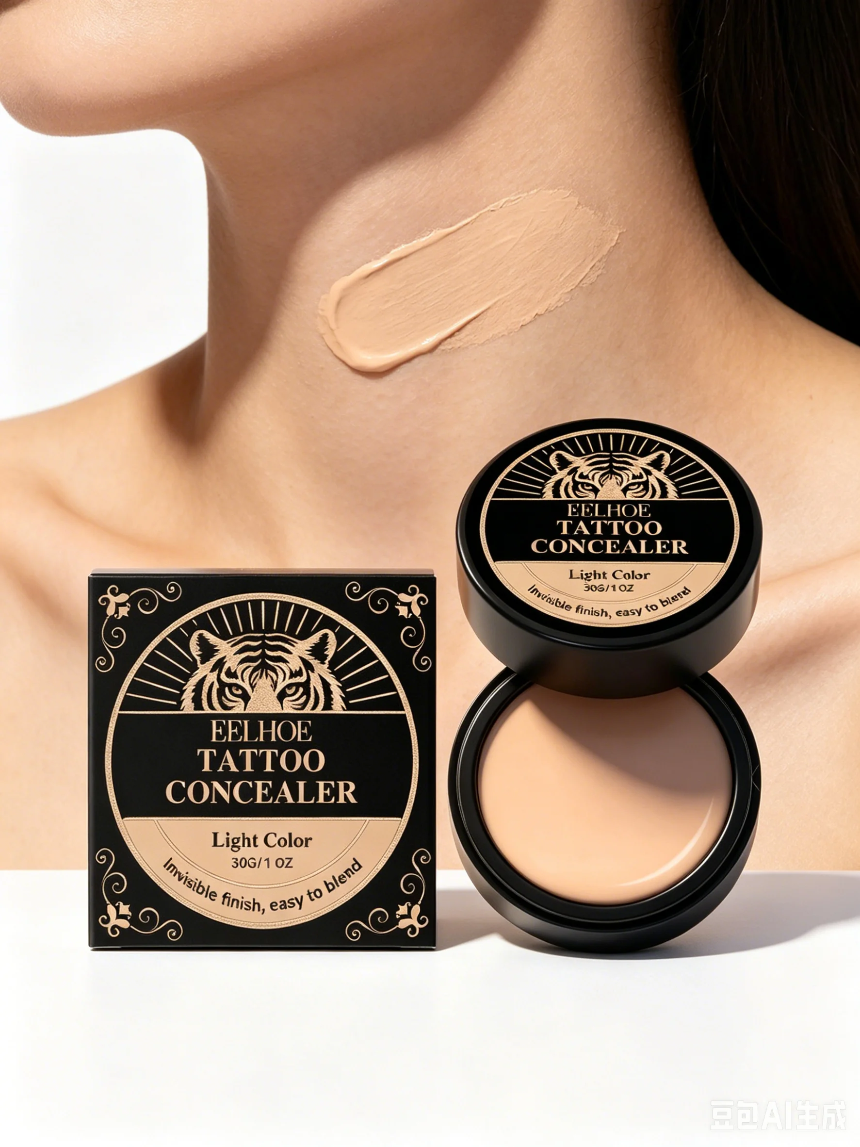 EELHOE Tattoo Cover Concealer Full Coverage Waterproof Sweatproof Lightweight Invisible Finish Natural Body Concealer Cream 30g