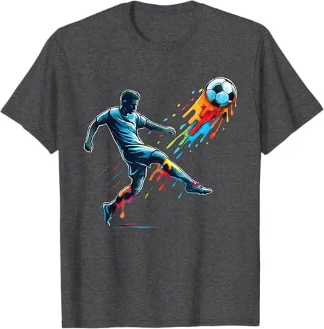 Fußball-Drip Jungen Mode Jugend Fußball T-Shirt Y2k Fußball-Liebhaber Neuheit T-Shirt Sportbekleidung für Männer, Fußballspieler-Bekleidung – Detail 4