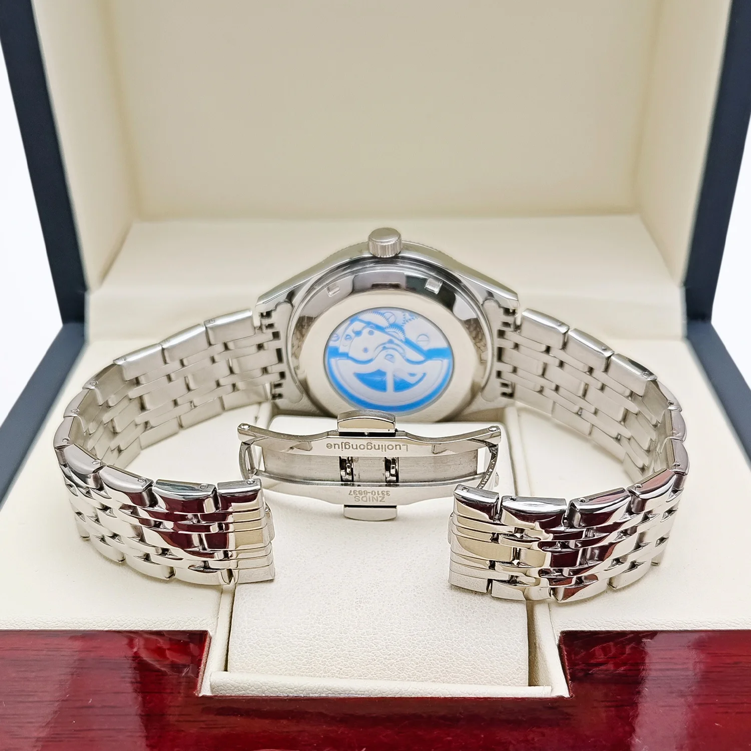 Luxurious Men's Automatic Mechanical Watch—Diamond-Encrusted Bezel, Round Dial, Leather Strap, Skeleton Design with Luminous Waterproof Features, Business-Casual Style, a Popular Light-Luxury Business Item, Men's Watch, Suitable for Gentlemen, an Excellent Gift Choice for Birthdays and Anniversaries