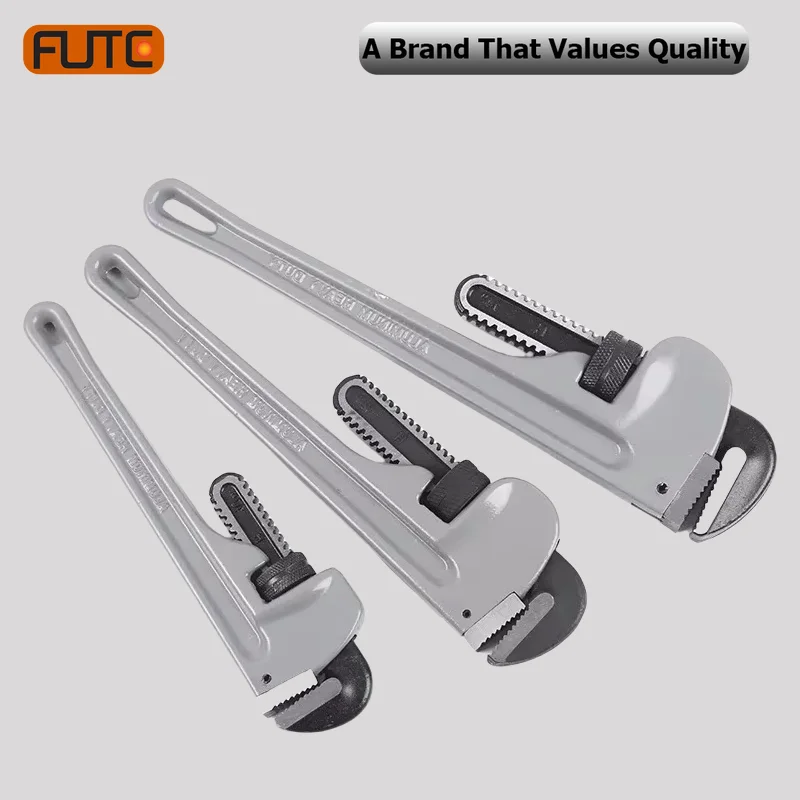 

Pipe Wrench 8/10/12 Inch Adjustable Aluminum Alloy Plumbing Wrench Heavy Duty American Style Spanner Multifunctional Hand Tools