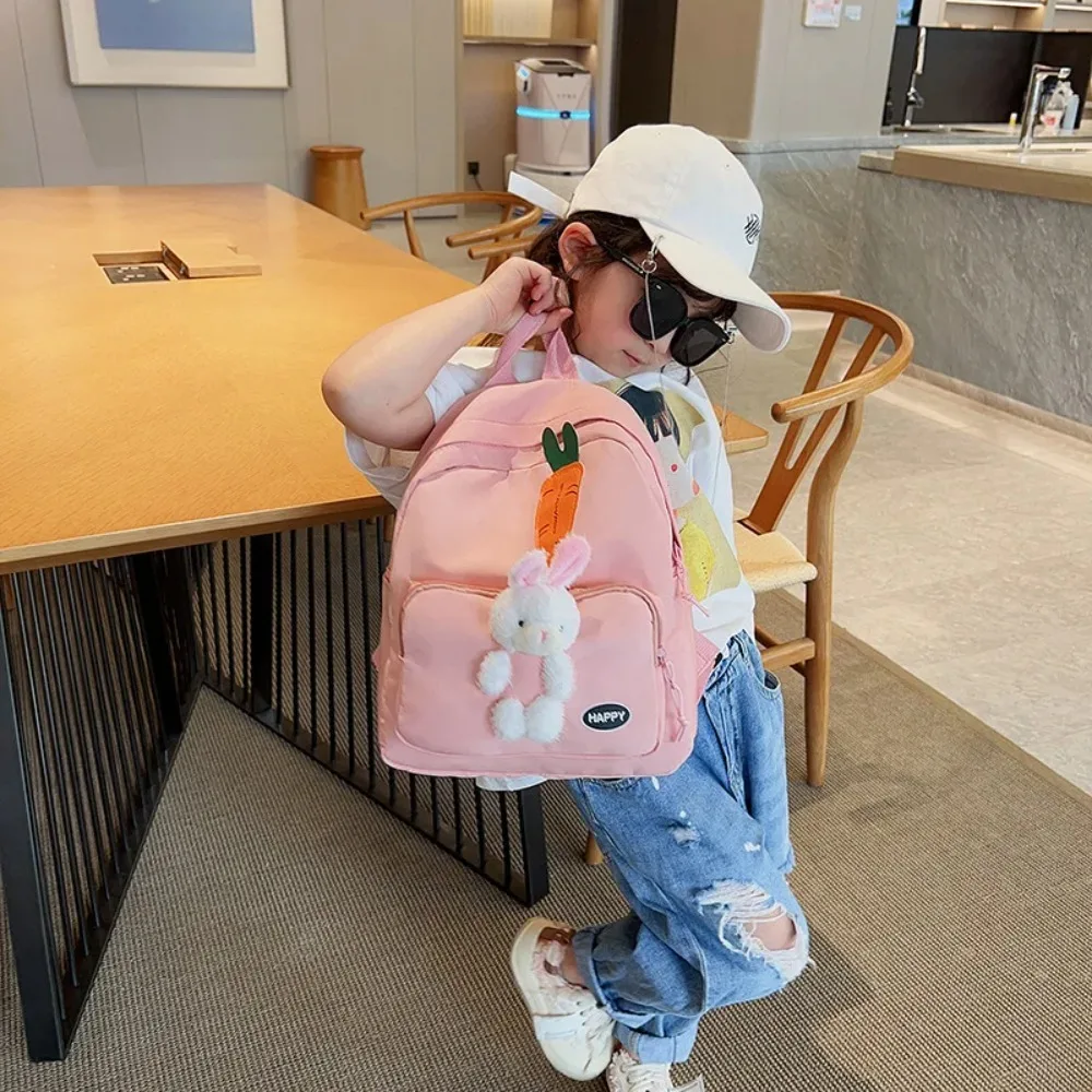 

Casual Cartoon Rabbit Kids Backpack Canvas Wear Resistant Outgoing Backpack Large Capacity Children's Bag