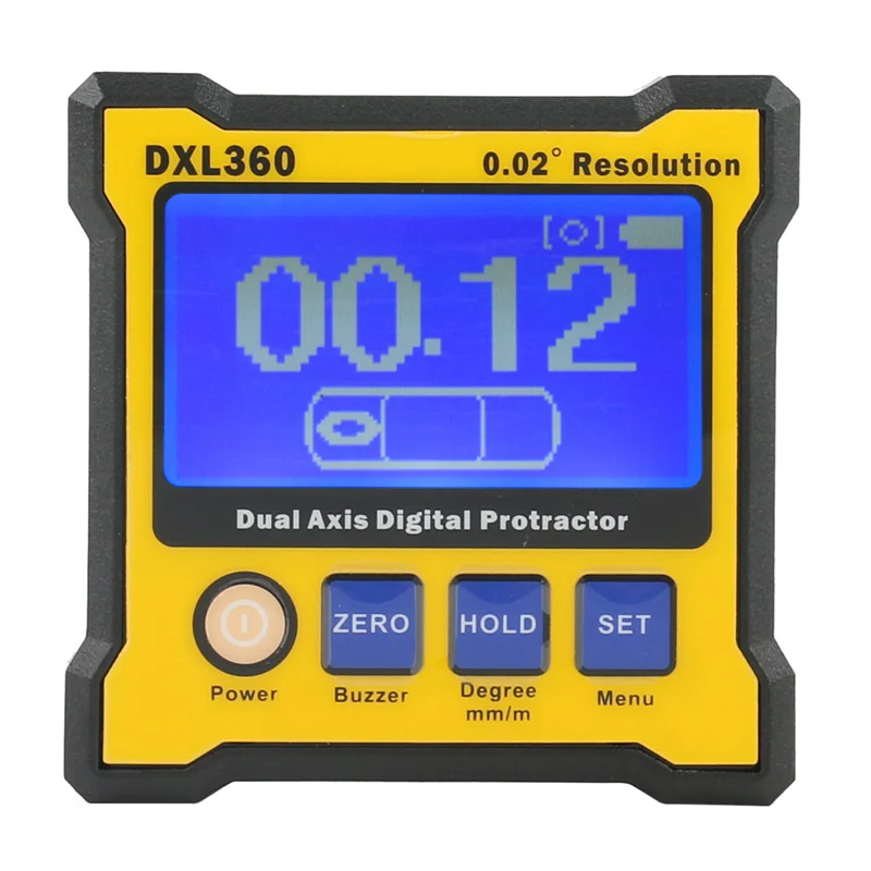 DXL360 Digital Protractor Inclinometer Dual Axis Level Measure Box Angle ruler Elevation meter Measuring Range Single axis 360°