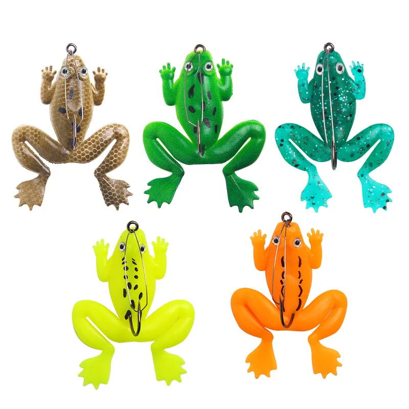 1Pcs Wobbler Soft Lures 6cm 5.2g 3D Eyes Artificial Silicone Frog Bait with Hook For Catfish Perch Bass Pike Fishing Tackle