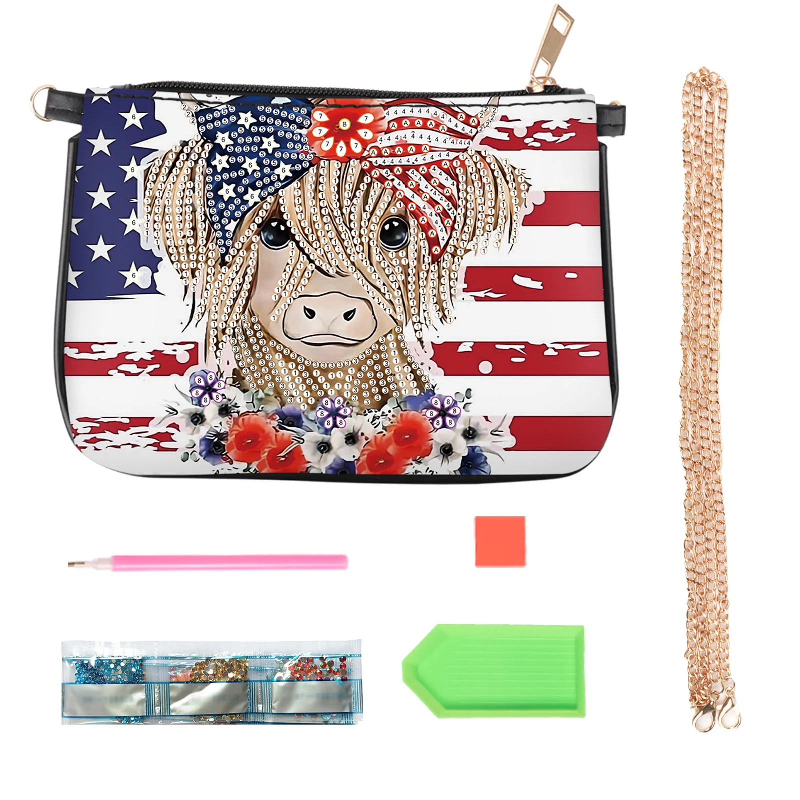 

Special Shape Highland Yak Diamond Painting Clutch Bag 5D DIY Diamond Art Handbag Handmade Arts Craft Makeup Bag for Women Girls