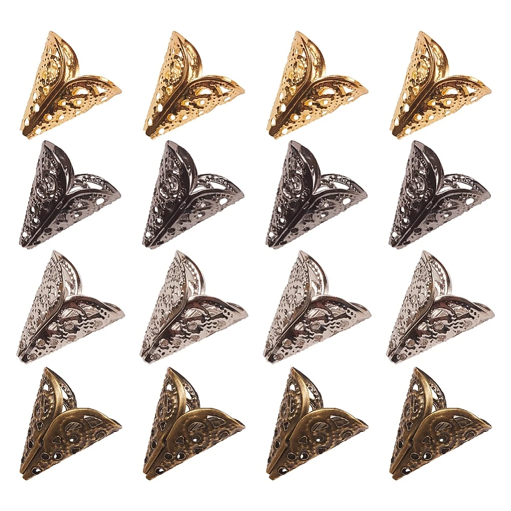 Iron Bead Caps Bronze Gunmetal Platinum Golden 16x16x11mm Hole: 1mm 4colors 120pcs/color 480pcs/box