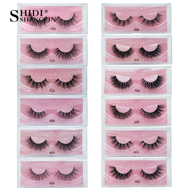 SHIDISHANGPIN 1 Paar Valse Wimpers Dramatische 3D Nertsen Lash Extension Pluizige Natuurlijke Zachte Volume Piekerige Fuax Cils Make Cilios