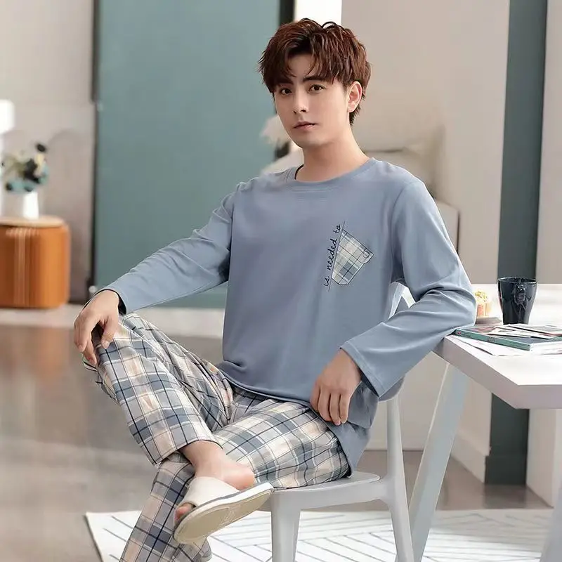 

Men's Long-Sleeve Pajamas: Spring/Fall and Winter Loungewear for Young and Middle-Aged Men—lightweight Winter Pajama Sets