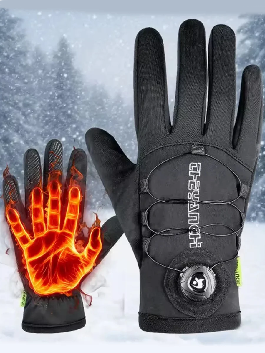 AliExpress Winter Cold Resistant Warm Gloves for Men Outdoor Cycling Full Finger Gloves Windproof Touch Screen Gloves Skiing Climbing Sport