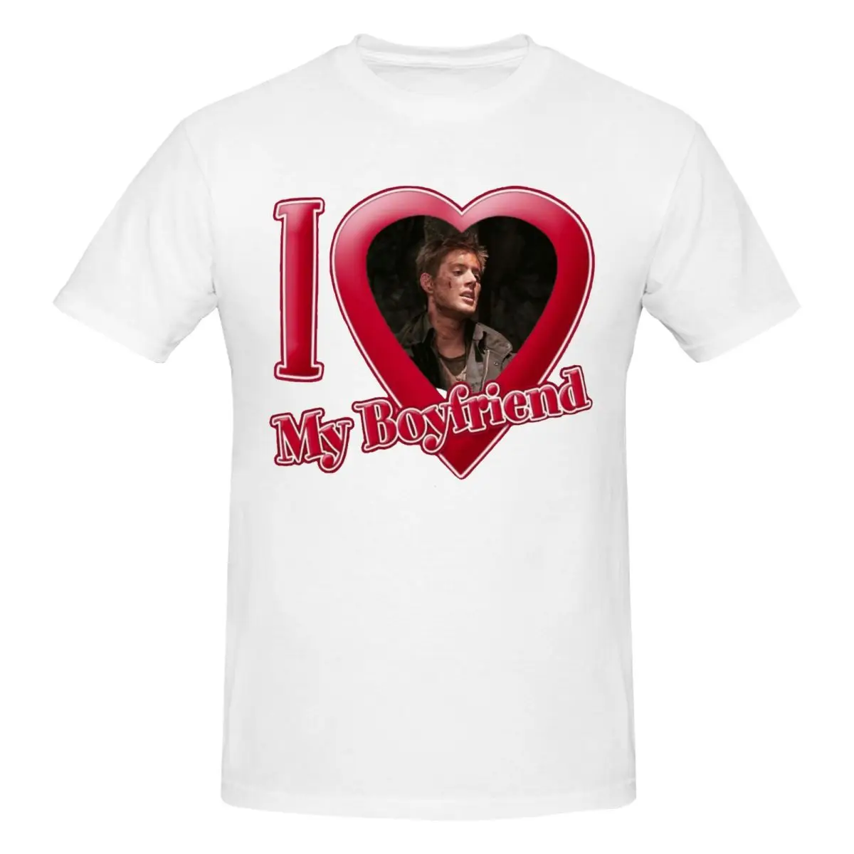 Men Womens Dean Winchester I Heart My Boyfriend Clothing Supernatural 100% Cotton Short Sleeve Tees Gift Idea T-Shirts for Men