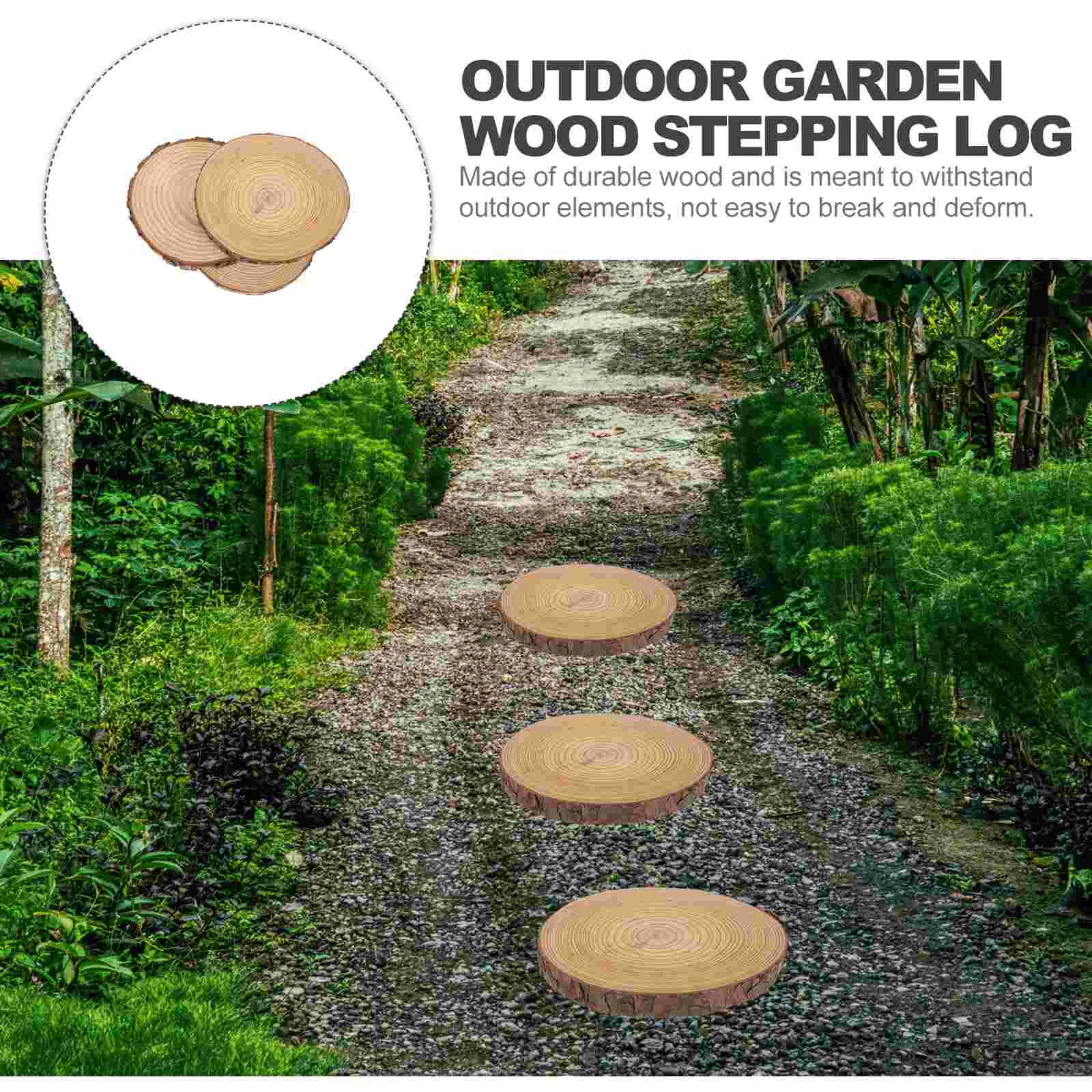 3 Pcs Outdoor Decor Wooden Stepping Stones Garden Clearance Walkway Log for Decorative